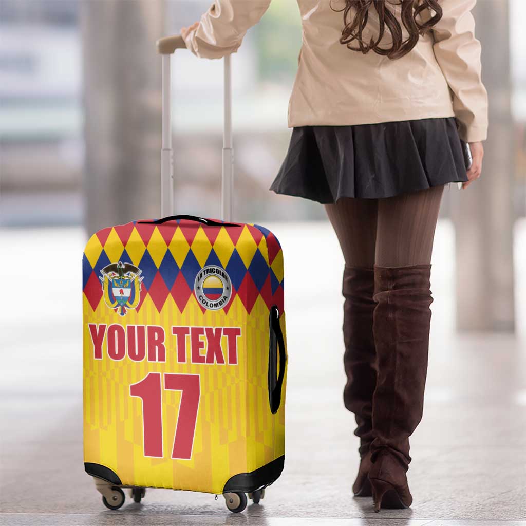 Custom Colombia Football Luggage Cover Retro Yellow Style