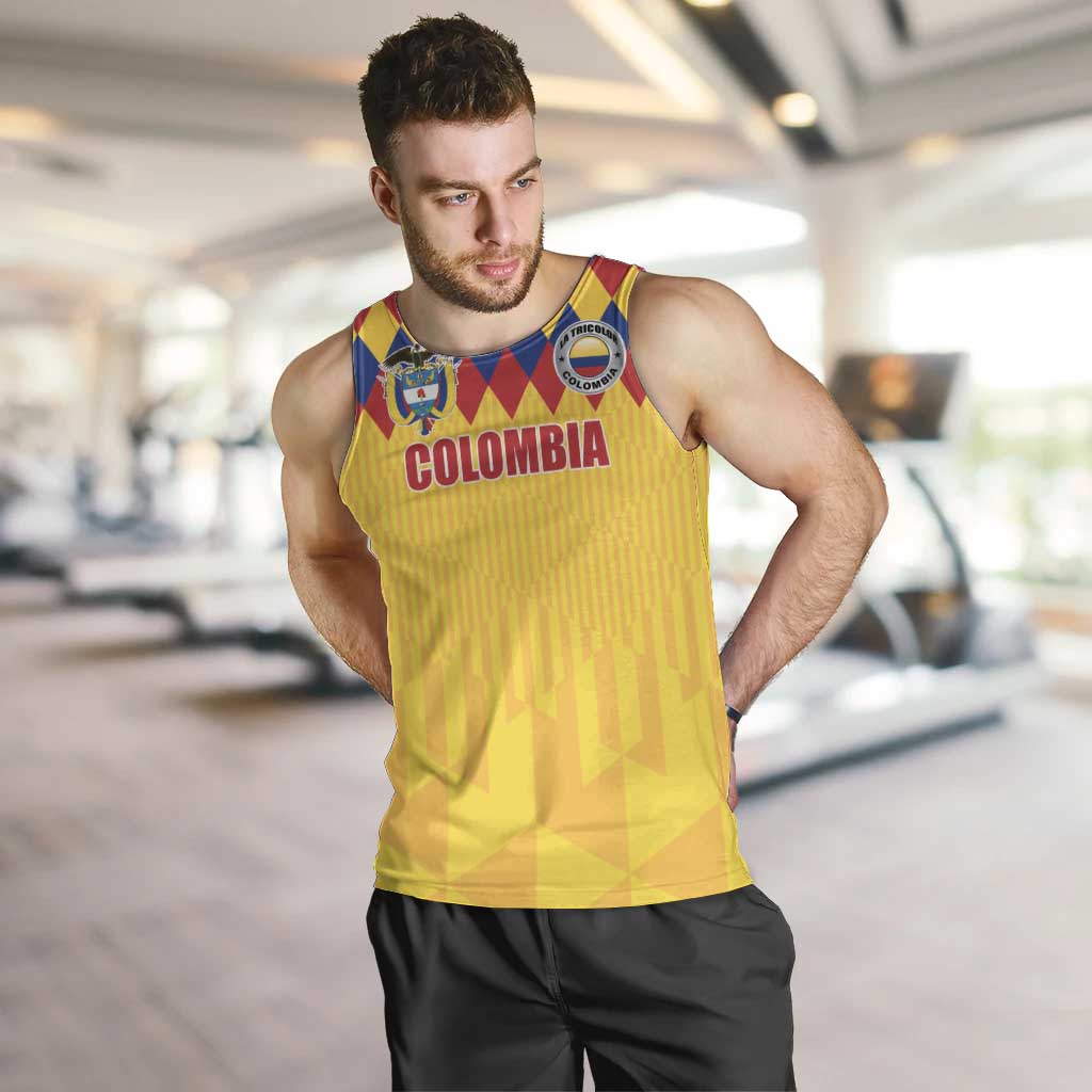 Custom Colombia Football Men Tank Top Retro Yellow Style