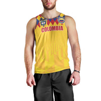 Custom Colombia Football Men Tank Top Retro Yellow Style