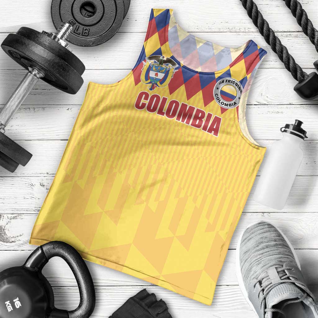 Custom Colombia Football Men Tank Top Retro Yellow Style