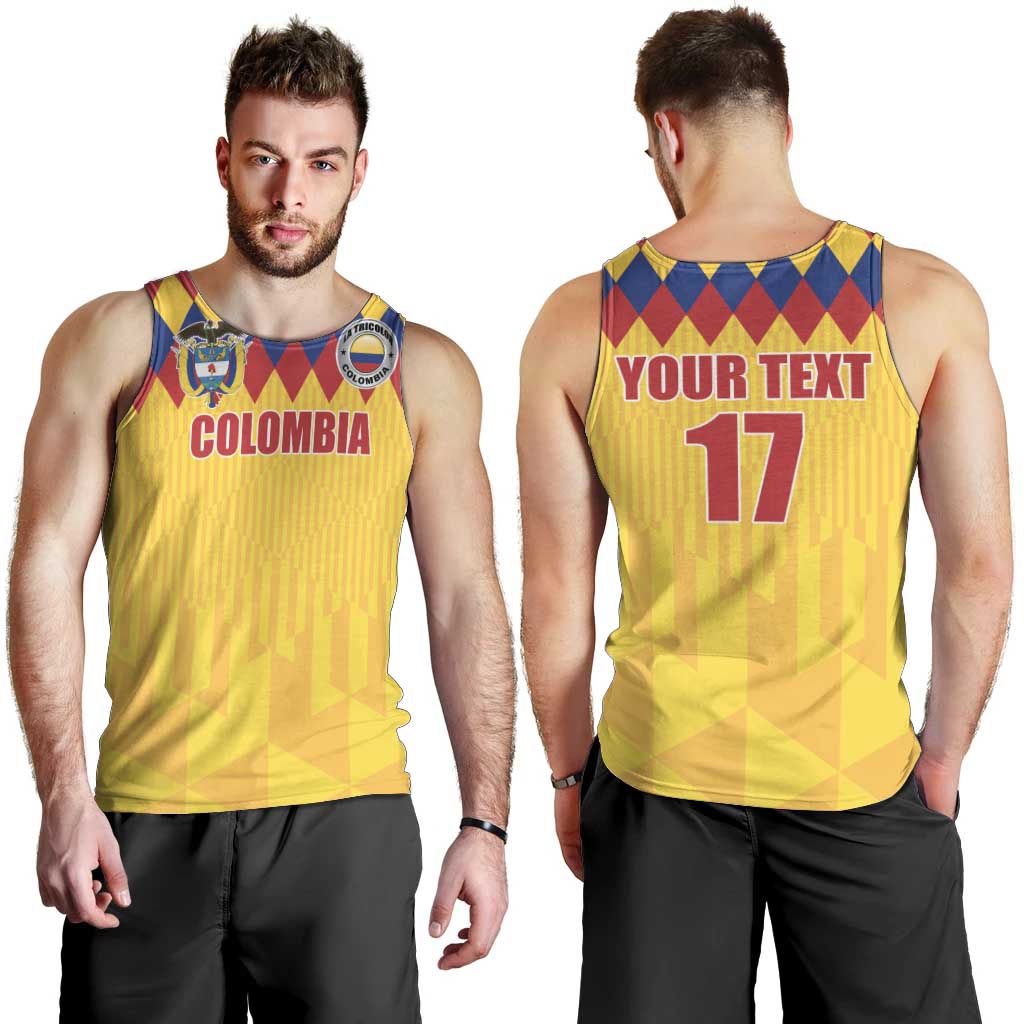 Custom Colombia Football Men Tank Top Retro Yellow Style