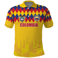 Custom Colombia Football Polo Shirt Retro Yellow Style