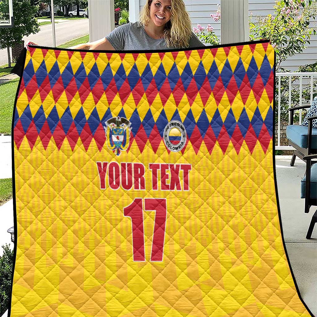 Custom Colombia Football Quilt Retro Yellow Style
