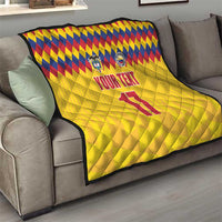 Custom Colombia Football Quilt Retro Yellow Style