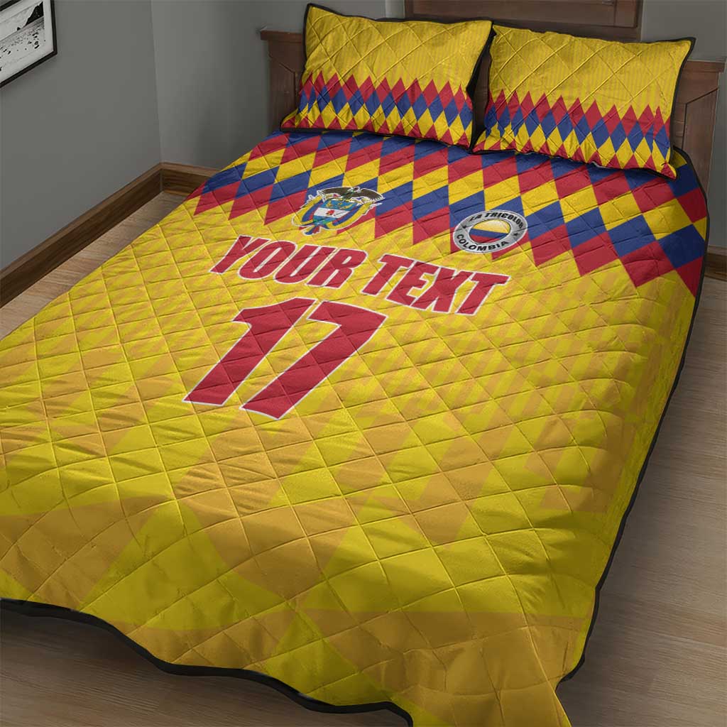 Custom Colombia Football Quilt Bed Set Retro Yellow Style