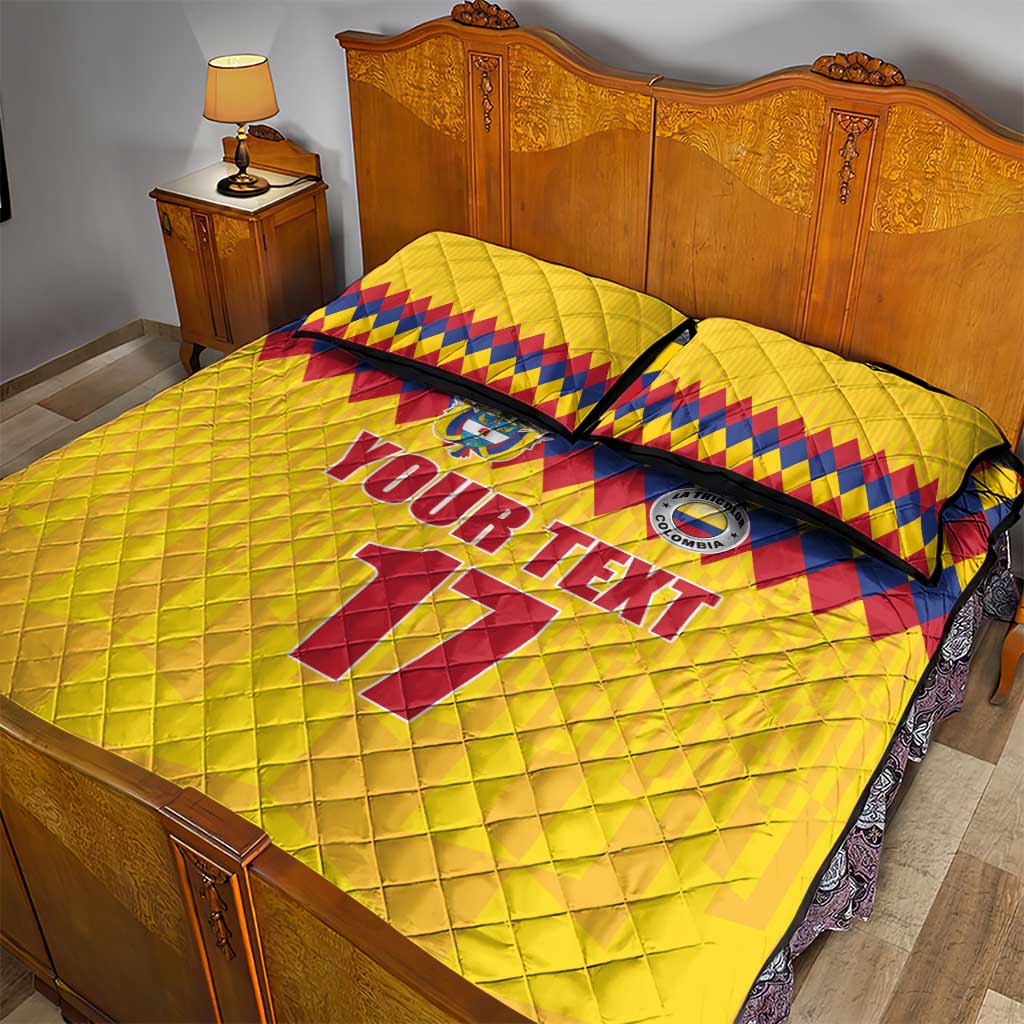 Custom Colombia Football Quilt Bed Set Retro Yellow Style