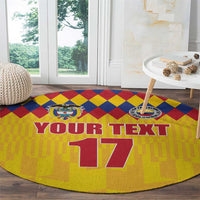 Custom Colombia Football Round Carpet Retro Yellow Style