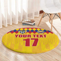 Custom Colombia Football Round Carpet Retro Yellow Style