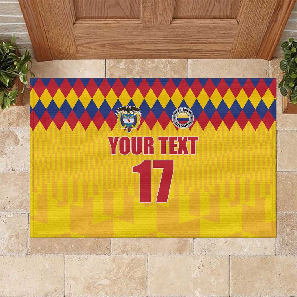 Custom Colombia Football Rubber Doormat Retro Yellow Style