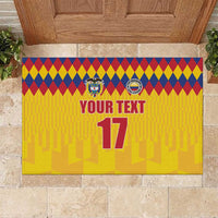 Custom Colombia Football Rubber Doormat Retro Yellow Style
