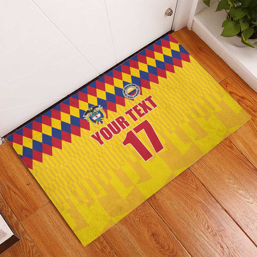 Custom Colombia Football Rubber Doormat Retro Yellow Style
