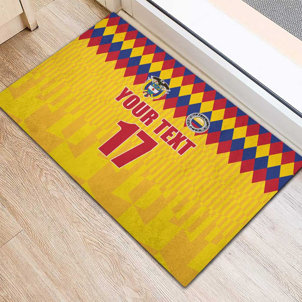 Custom Colombia Football Rubber Doormat Retro Yellow Style