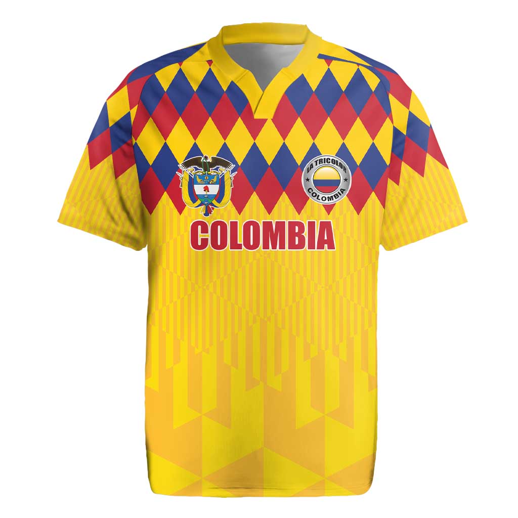 Custom Colombia Football Rugby Jersey Retro Yellow Style
