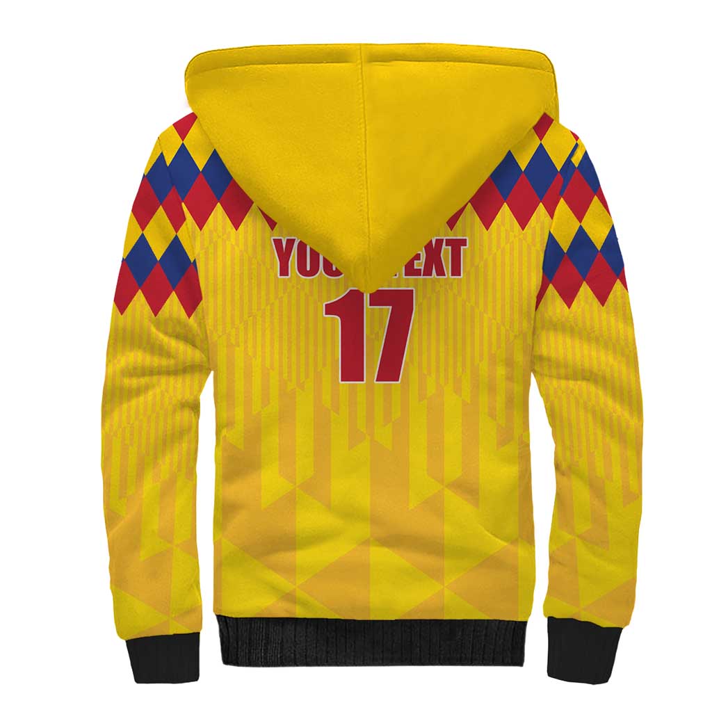 Custom Colombia Football Sherpa Hoodie Retro Yellow Style