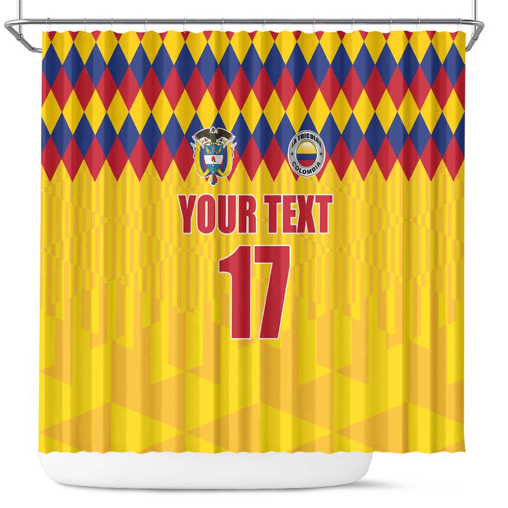 Custom Colombia Football Shower Curtain Retro Yellow Style