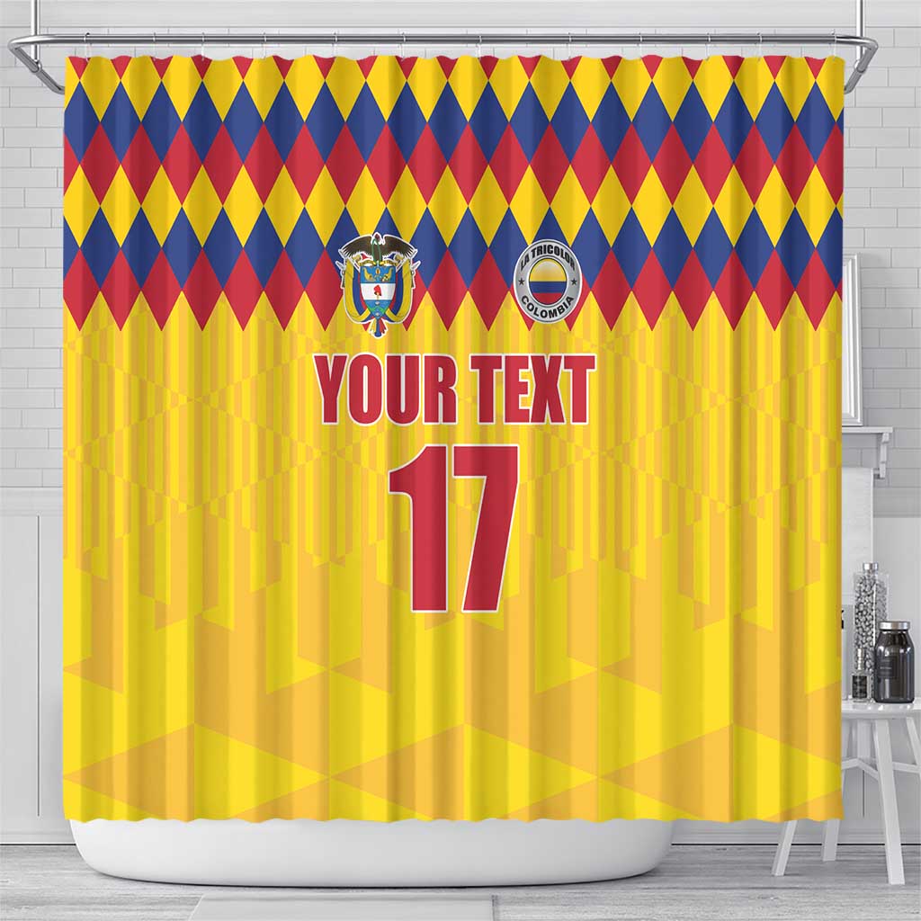 Custom Colombia Football Shower Curtain Retro Yellow Style