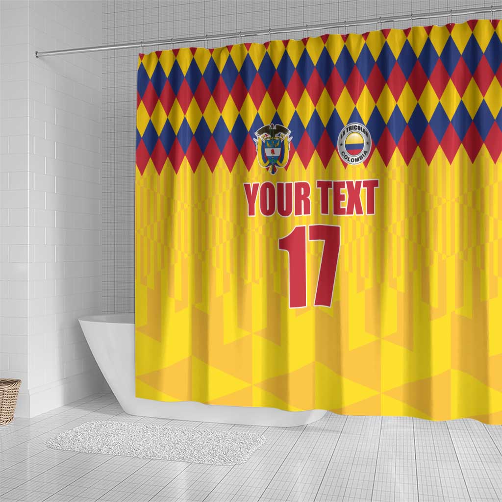 Custom Colombia Football Shower Curtain Retro Yellow Style