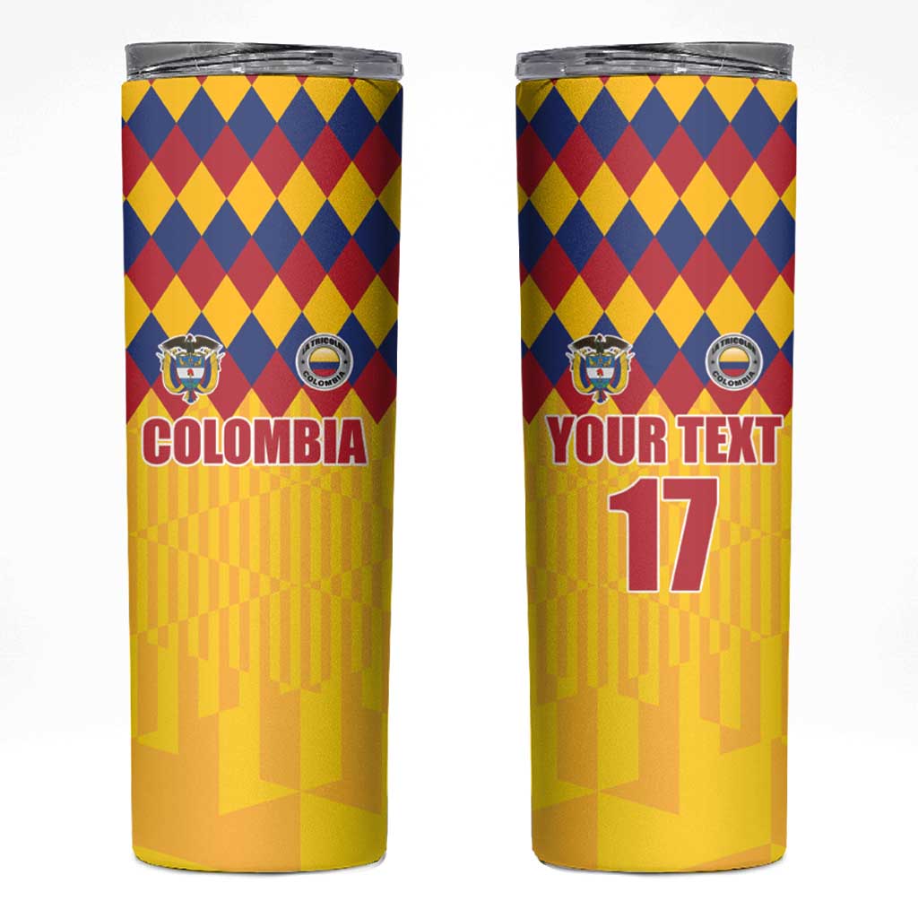 Custom Colombia Football Skinny Tumbler Retro Yellow Style