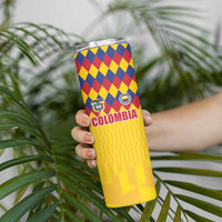 Custom Colombia Football Skinny Tumbler Retro Yellow Style