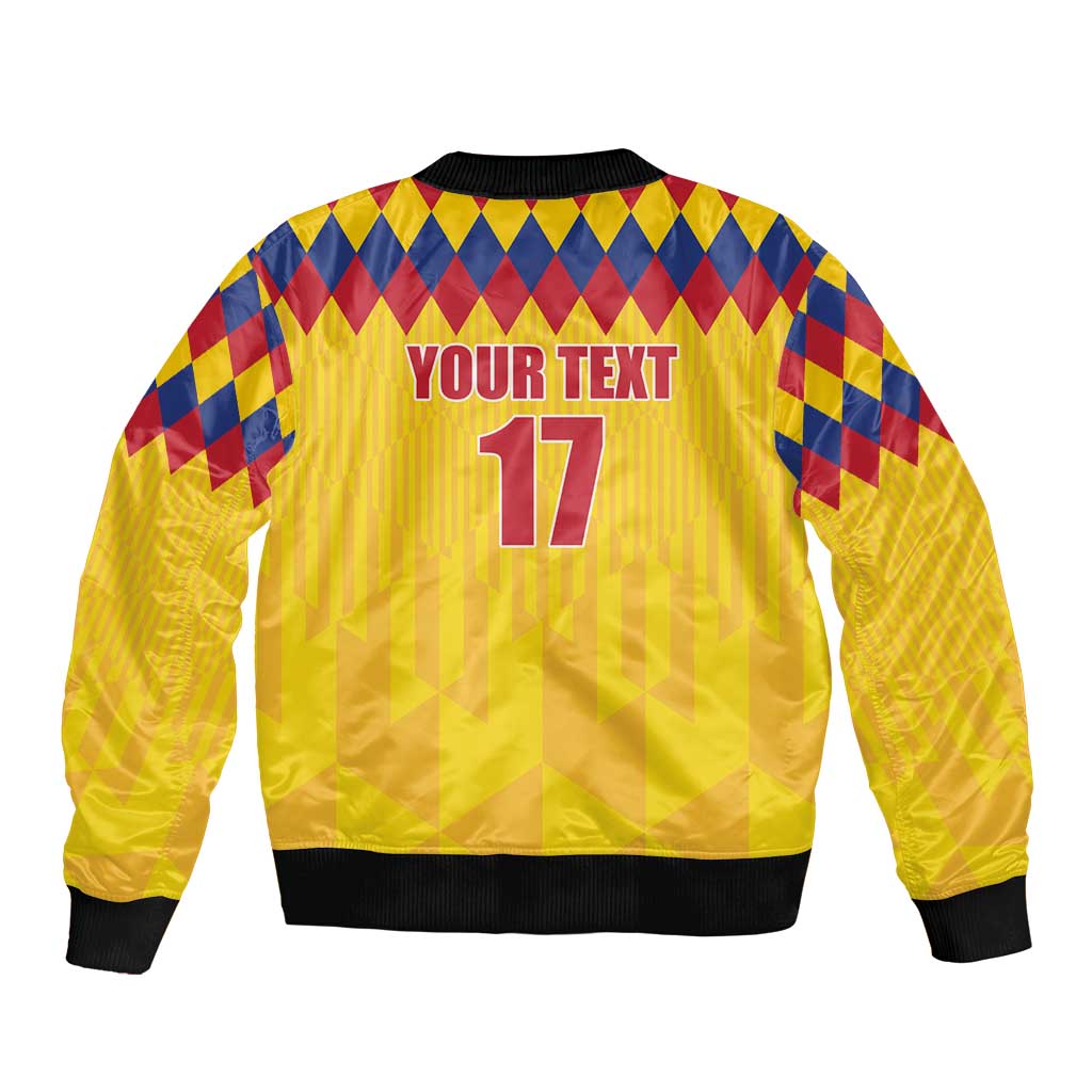 Custom Colombia Football Sleeve Zip Bomber Jacket Retro Yellow Style