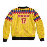 Custom Colombia Football Sleeve Zip Bomber Jacket Retro Yellow Style