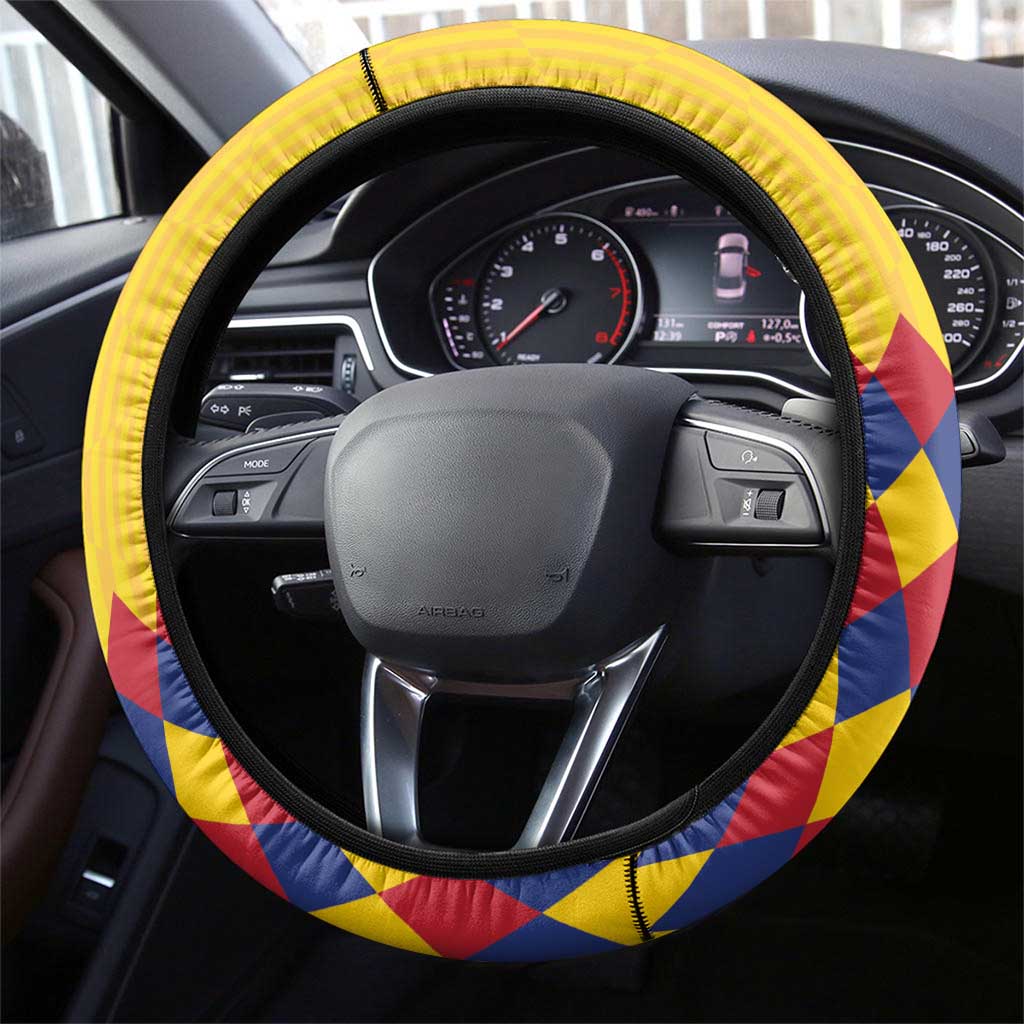 Colombia Football Steering Wheel Cover Retro Yellow Style