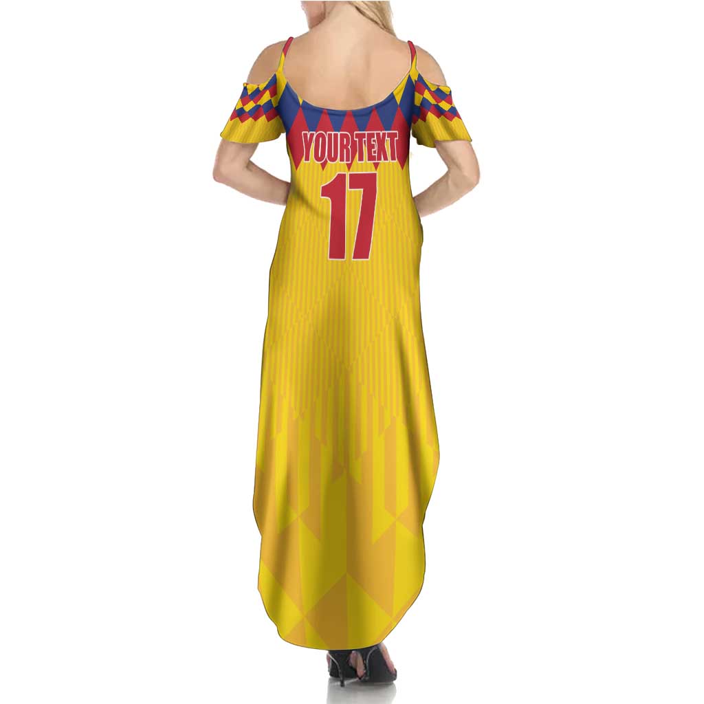 Custom Colombia Football Summer Maxi Dress Retro Yellow Style