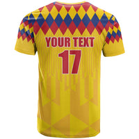 Custom Colombia Football T Shirt Retro Yellow Style