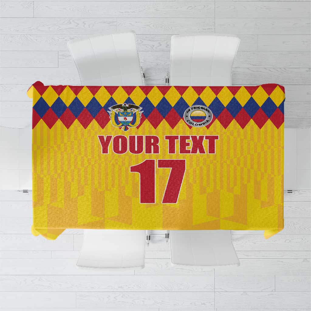Custom Colombia Football Tablecloth Retro Yellow Style