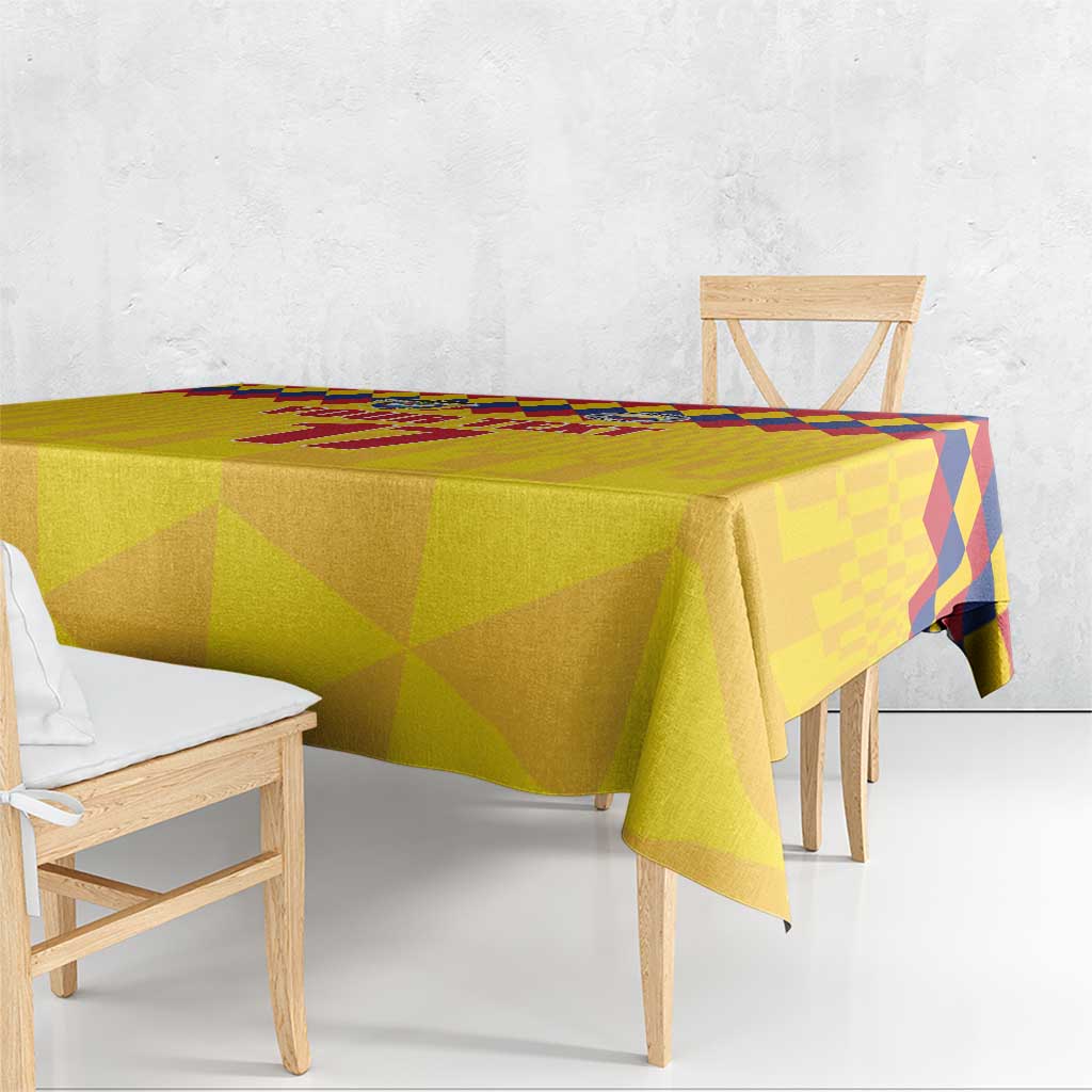 Custom Colombia Football Tablecloth Retro Yellow Style