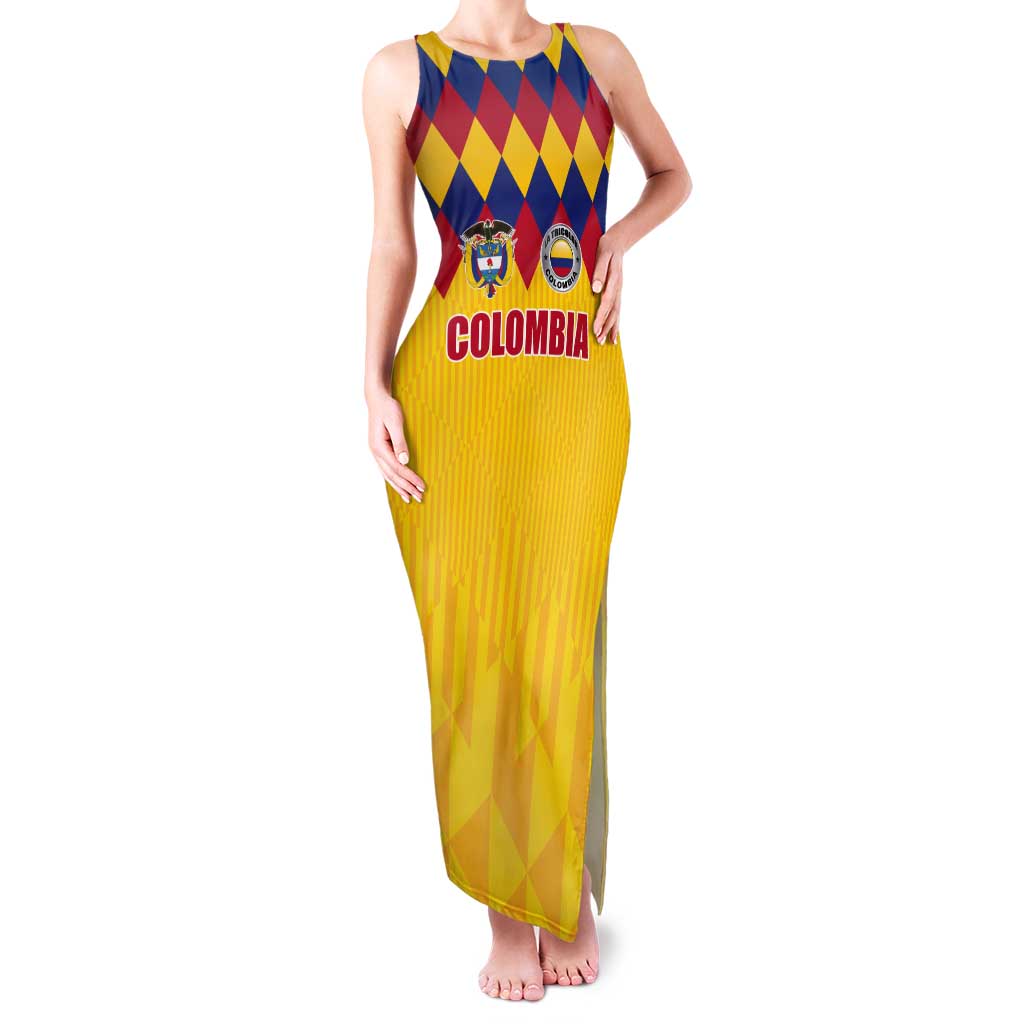 Custom Colombia Football Tank Maxi Dress Retro Yellow Style