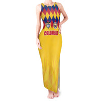 Custom Colombia Football Tank Maxi Dress Retro Yellow Style