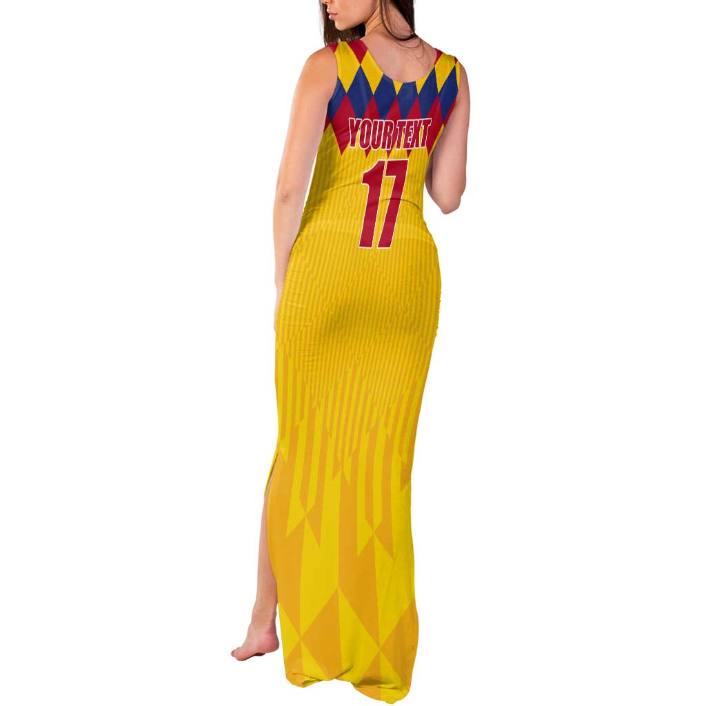 Custom Colombia Football Tank Maxi Dress Retro Yellow Style