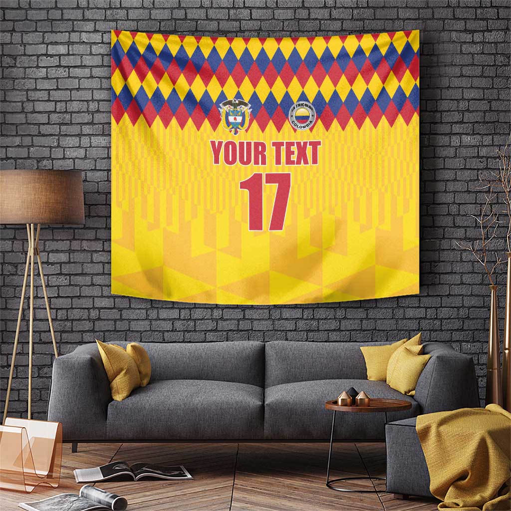 Custom Colombia Football Tapestry Retro Yellow Style