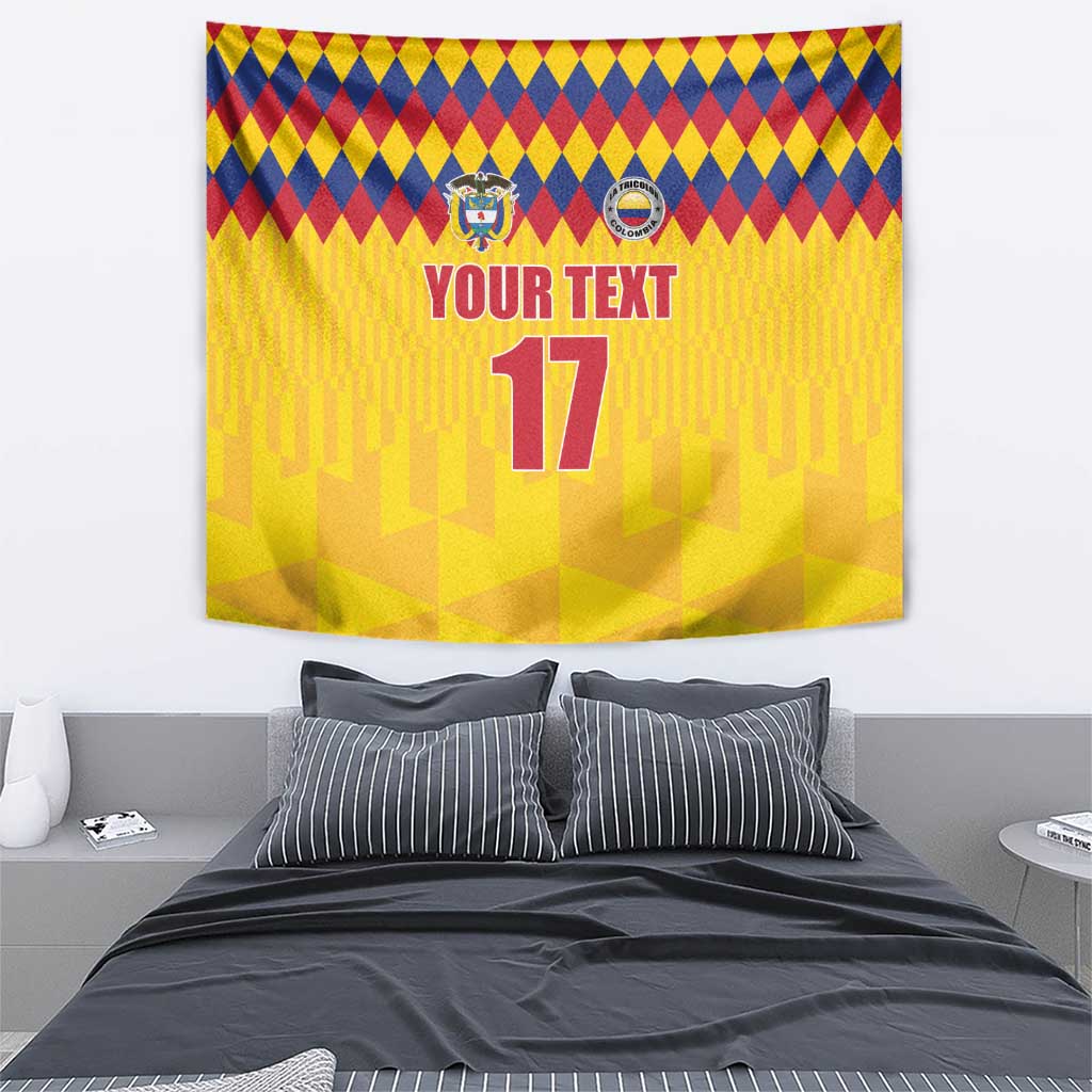 Custom Colombia Football Tapestry Retro Yellow Style