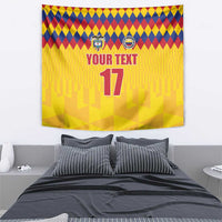Custom Colombia Football Tapestry Retro Yellow Style