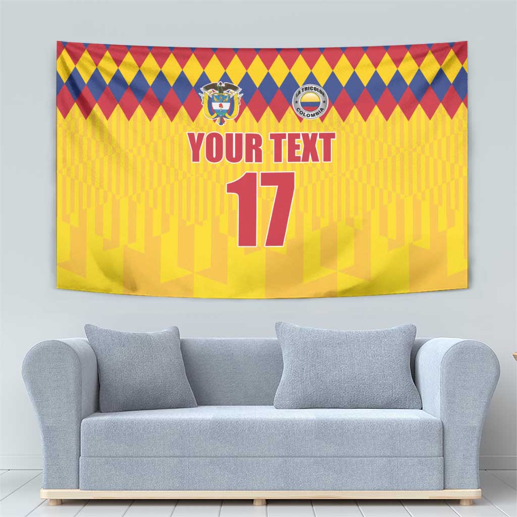 Custom Colombia Football Tapestry Retro Yellow Style