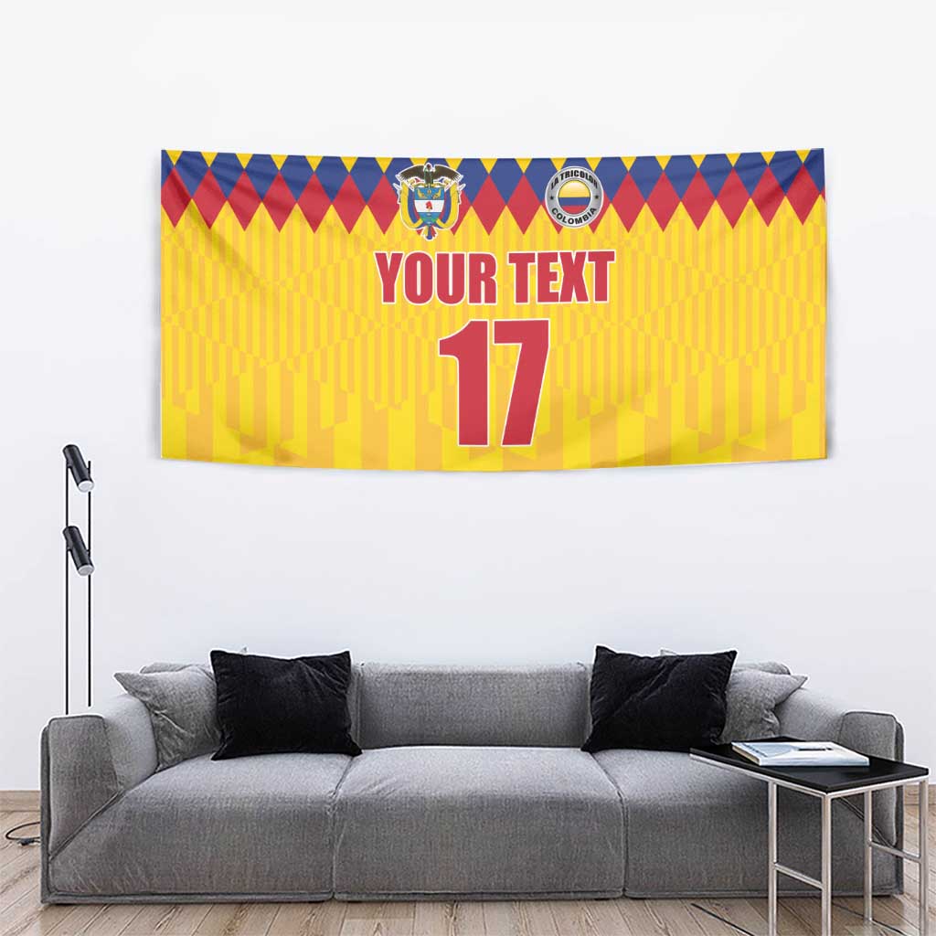 Custom Colombia Football Tapestry Retro Yellow Style
