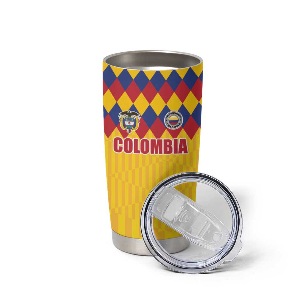 Custom Colombia Football Tumbler Cup Retro Yellow Style