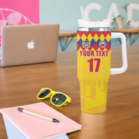 Custom Colombia Football Tumbler With Handle Retro Yellow Style