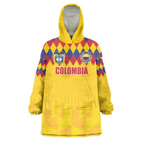 Custom Colombia Football Wearable Blanket Hoodie Retro Yellow Style