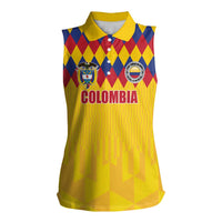 Custom Colombia Football Women Sleeveless Polo Shirt Retro Yellow Style