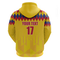 Custom Colombia Football Zip Hoodie Retro Yellow Style