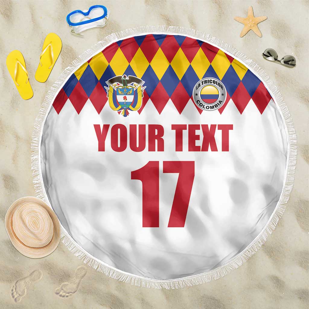 Custom Colombia Football Beach Blanket Retro White Style