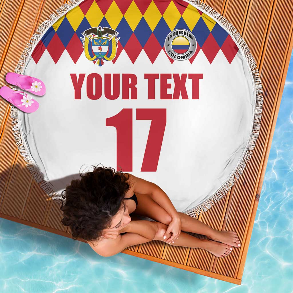 Custom Colombia Football Beach Blanket Retro White Style