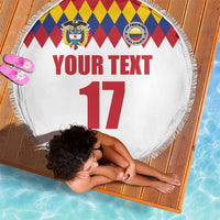 Custom Colombia Football Beach Blanket Retro White Style