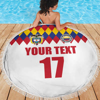Custom Colombia Football Beach Blanket Retro White Style