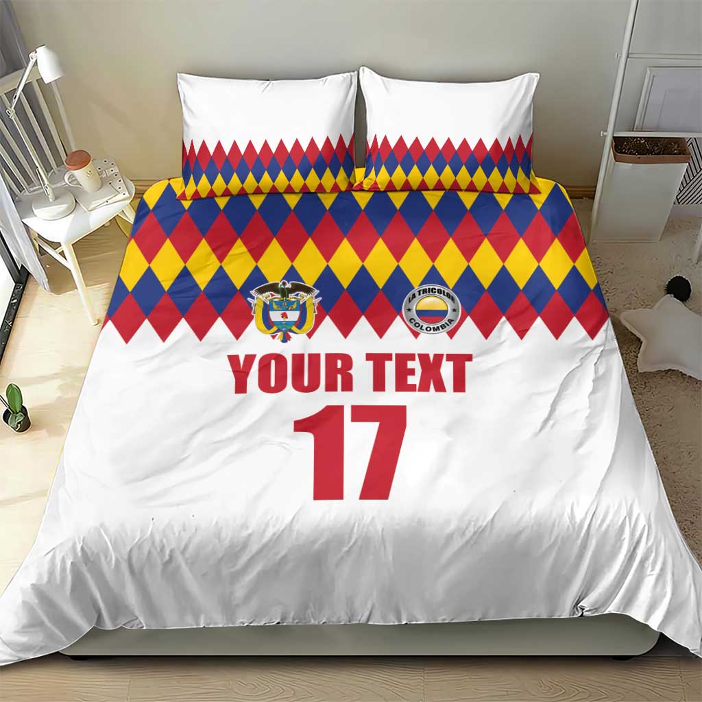Custom Colombia Football Bedding Set Retro White Style