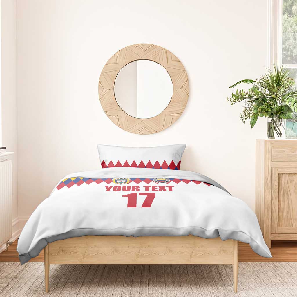 Custom Colombia Football Bedding Set Retro White Style