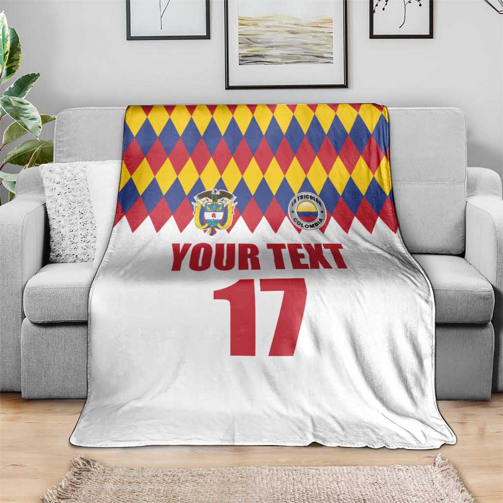 Custom Colombia Football Blanket Retro White Style